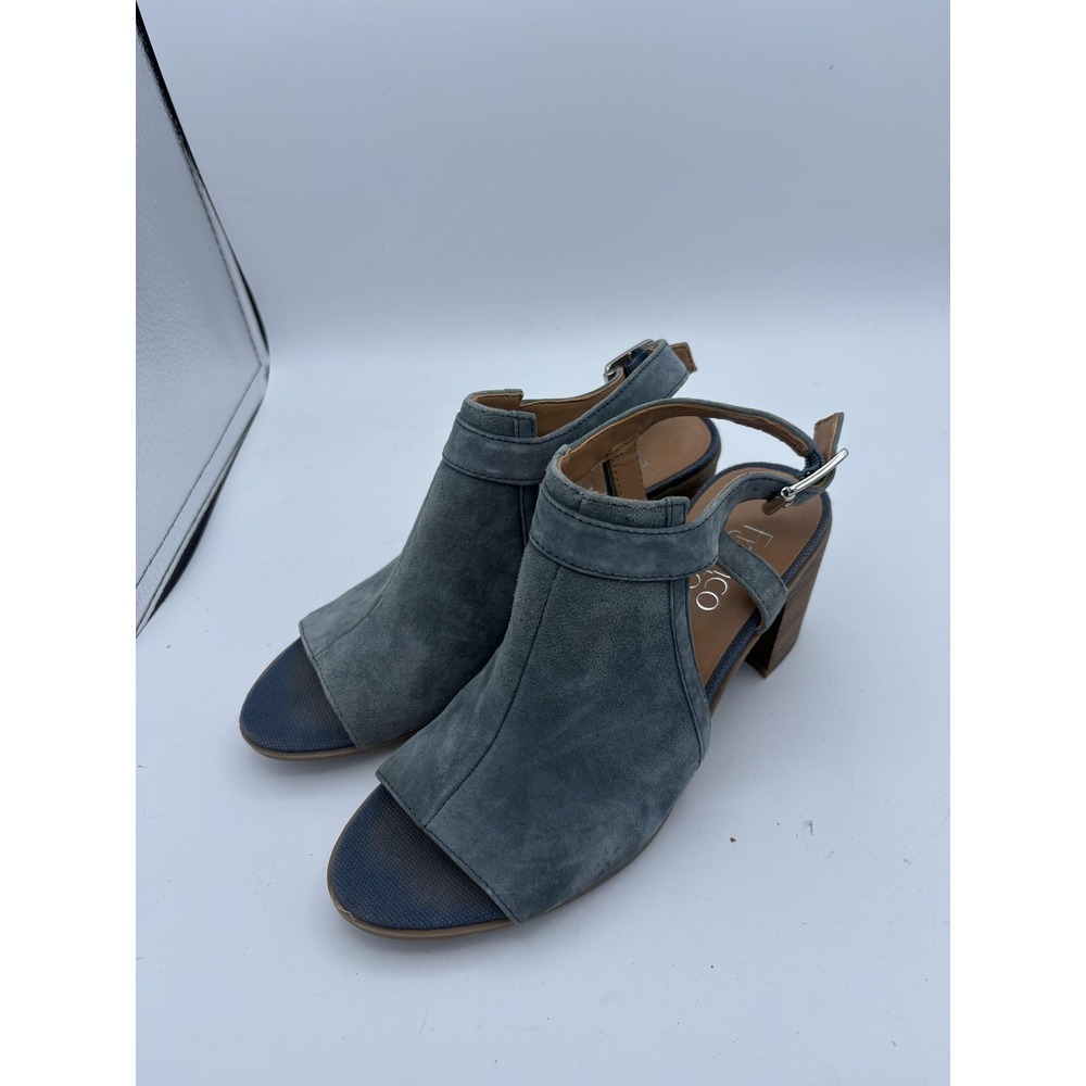 Franco Sarto Shoes Womens Size‎ 6.5 Gray Suede Slingback Block Heel Sandals